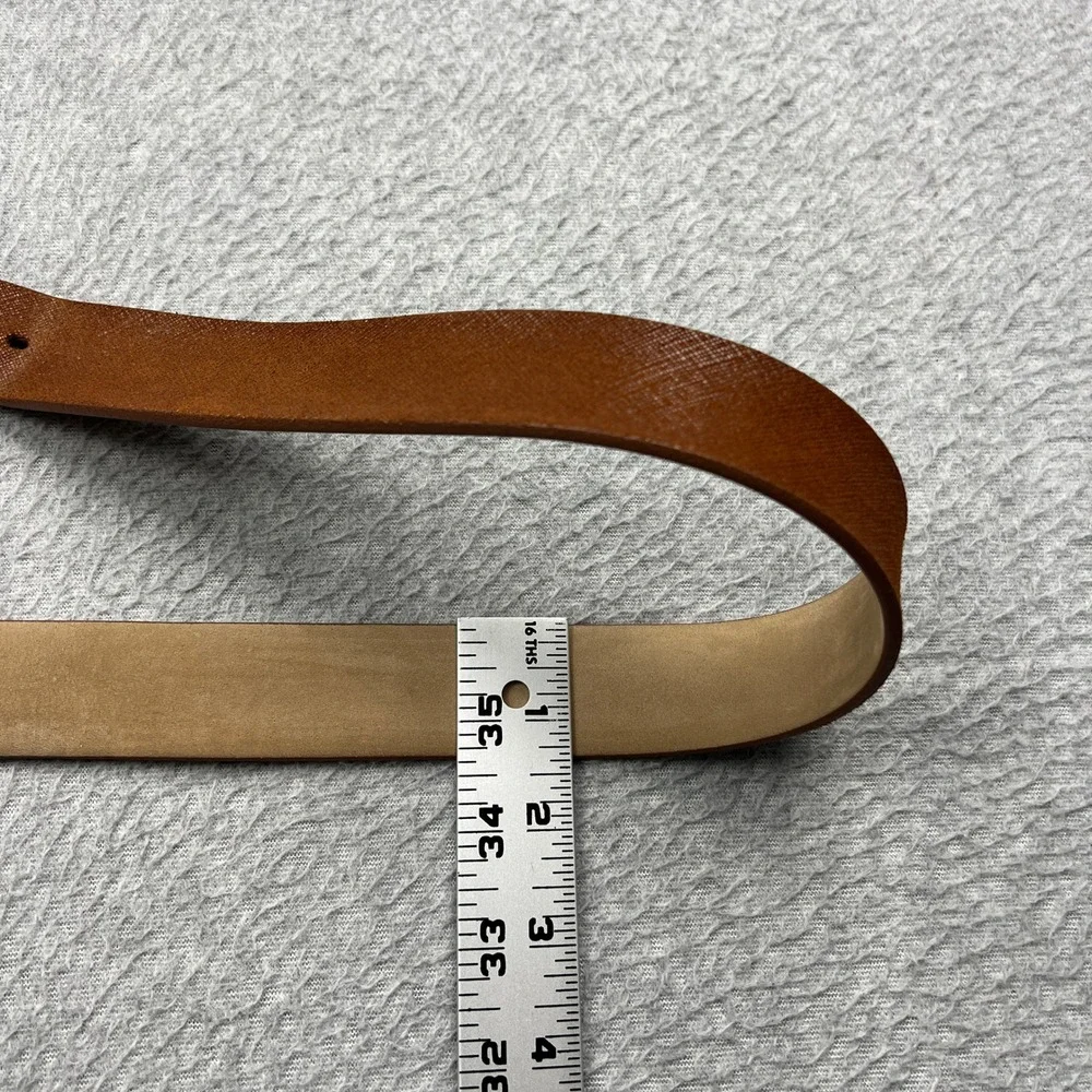 Allen Edmonds Hampton Ave Belt Mens 38 Brown Leather Solid Brass Buckle USA